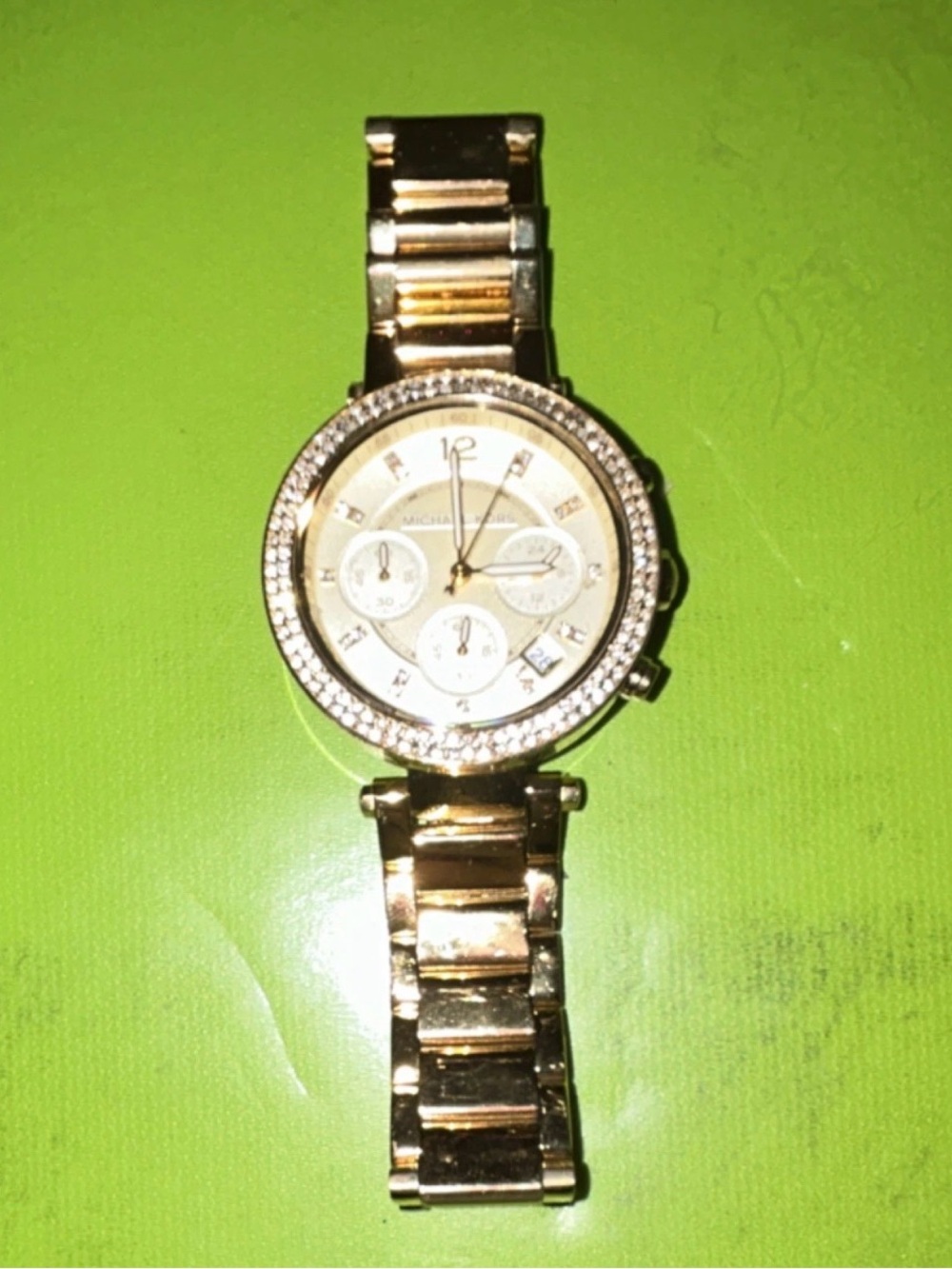 Michael Kors Gold-Tone Crystal Bezel Bracelet Watch